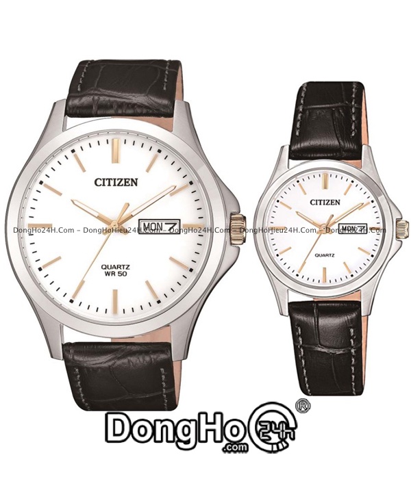 Đồng hồ Citizen Cặp (BF2009-11A - EQ0599-11A) Quartz (Pin) - Dây Da - Chính Hãng 