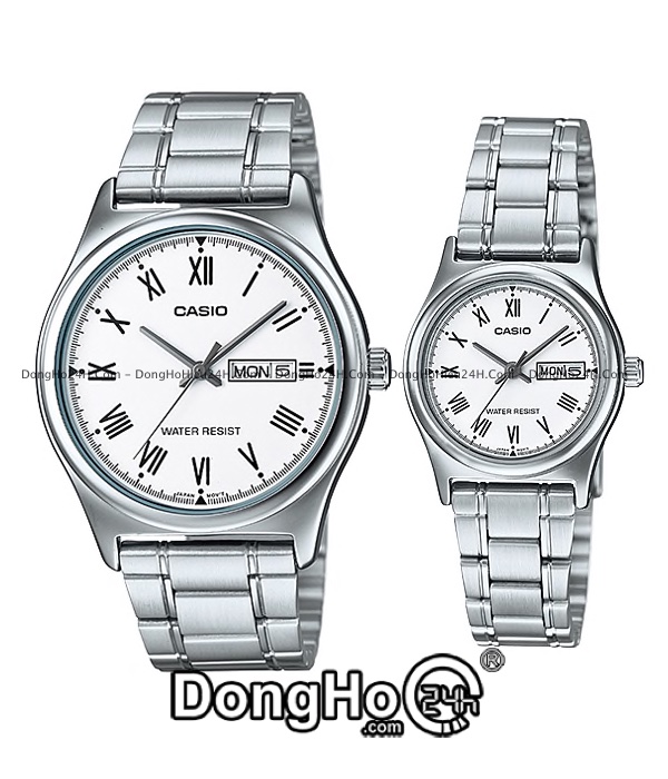 Đồng hồ Casio Cặp (MTP-V006D-7BUDF - LTP-V006D-7BUDF) Quartz (Pin) Dây Kim Loại - Chính Hãng 