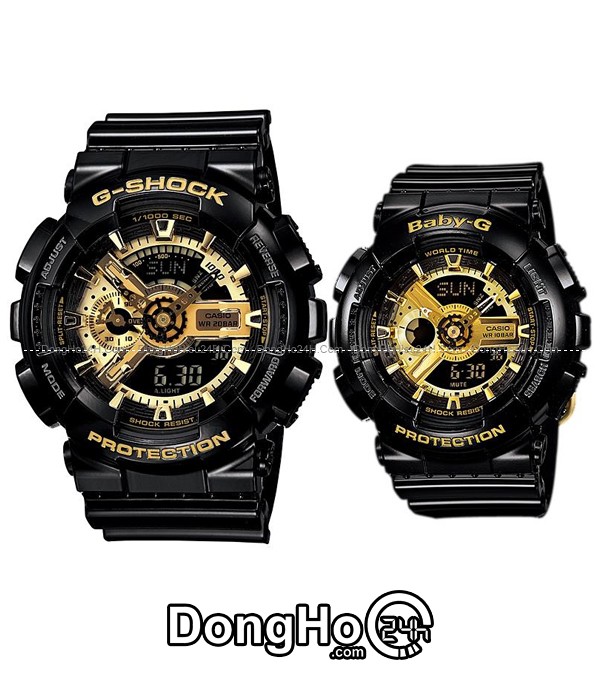 Đồng hồ Đồng hồ Cặp G-Shock GA-110GB-1ADR+ Baby-G BA-110-1ADR chính hãng 